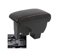 CRJIMX Rangement Pour Accoudoir De Voiture Pour VW Pour Polo 2020 2021 2022 2023 2024 Pièces De Rechange(C1 Black red leather)