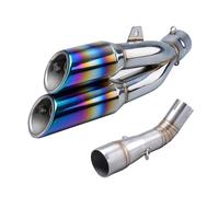CRJIMX Silencieux D'échappement Intermédiaire Pour Moto Pour Benelli Pour Leoncino 250 502c TRK502C Avec Double Sortie AK En Acier Inoxydable(StyleB)