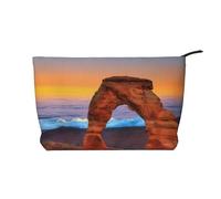 CRJSYCBYB Arches National Park (1) Trousse de maquillage en velours côtelé imprimé Trousse de toilette portable, Noir , Taille unique
