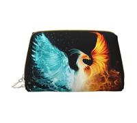 CRJSYCBYB Fire and Water Phoenix Trousse de maquillage portable en cuir imprimé Phénix, blanc, Taille unique