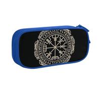 CRJSYCBYB Magical Design Trousse à crayons double avec fermeture éclair Motif runes nordiques boussole, bleu, Taille unique, Pochette à monnaie
