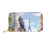 CRJSYCBYB Portefeuille en cuir véritable imprimé tableau périodique des éléments sac de voyage portable, Paris Street Scene Tour Eiffel, Taille unique