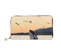 CRJSYCBYB Portefeuille moderne en cuir véritable imprimé libellule sac de voyage portable, Baleine tueuse., Taille unique