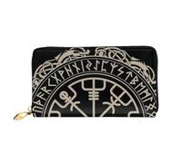 CRJSYCBYB Portefeuille moderne en cuir véritable imprimé libellule sac de voyage portable, Magical Design Boussole avec runes nordiques, Taille unique