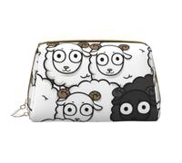 CRJSYCBYB Sac de toilette en forme de coco, sac de toilette, sac de toilette imprimé hamac de plage et coucher de soleil, Mouton noir et blanc, Taille unique