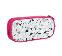 CRJSYCBYB Terrazzo Trousse à crayons double avec fermeture éclair Motif marbre pastel, rose, Taille unique, Pochette à monnaie