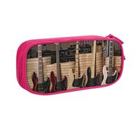 CRJSYCBYB Trousse à crayons double avec fermeture éclair pour guitare, basse, instruments de musique, rose, Taille unique, Pochette à monnaie