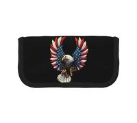 CRJSYCBYB Trousse à crayons en toile imprimée drapeau aigle américain, Noir , Taille unique, Pochette à monnaie