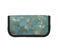 CRJSYCBYB Trousse à crayons en toile imprimée fleur d'amandier, Noir , Taille unique, Pochette à monnaie