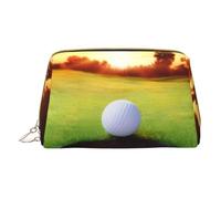 CRJSYCBYB Trousse de maquillage en cuir avec imprimé balle de golf et arbre de soleil, blanc, Taille unique