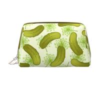 CRJSYCBYB Trousse de maquillage portable en cuir imprimé cornichons à sushi aneth, blanc, Taille unique