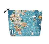 CRJSYCBYB Trousse de toilette de voyage en chanvre avec imprimé carte de la Grèce, Noir , Taille unique