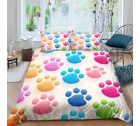 CRJUS Empreintes de Pattes d'animaux Housses De Couettes Parure De Lit pour Housse De Couette en Microfibre Douce avec Fermeture Éclair, 3 Pièces Housse De Couette Et Taie d'oreiller King（220x240cm）