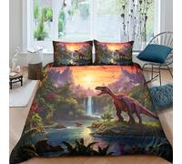 CRJUS Motifs de Dinosaures 3D Imprimé pour Adultes Et Enfants Housses De Couettes Housse De Couette Parure De Lit Microfibr avec Taies E avec Fermeture À Glissière 3 Pièces Double（200x200cm）