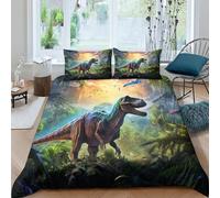 CRJUS Motifs de Dinosaures 3D Imprimé pour Adultes Et Enfants Housses De Couettes Housse De Couette avec Taies Parure De Lit Microfibr E avec Fermeture À Glissière 3 Pièces Double（200x200cm）