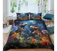 CRJUS Motifs de Dinosaures Housses De Couettes 3D Imprimé pour Adultes Et Enfants Housse De Couette Parure De Lit E avec Fermeture À Glissière Microfibr avec Taies 3 Pièces King（220x240cm）