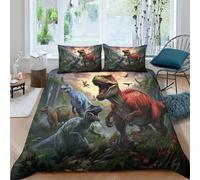 CRJUS Motifs de Dinosaures Housses De Couettes pour Adultes Et Enfants 3D Imprimé Housse De Couette E avec Fermeture À Glissière avec Taies Microfibr Parure De Lit 3 Pièces Double（200x200cm）