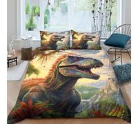 CRJUS Motifs de Dinosaures pour Adultes Et Enfants 3D Imprimé Housse De Couette Housses De Couettes E avec Fermeture À Glissière avec Taies Microfibr Parure De Lit 3 Pièces King（220x240cm）