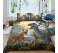 CRJUS Motifs de Dinosaures pour Adultes Et Enfants Housse De Couette 3D Imprimé Housses De Couettes E avec Fermeture À Glissière Microfibr Parure De Lit avec Taies 3 Pièces King（220x240cm）