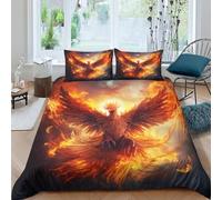 CRJUS Sacred Phoenix Housses De Couette Imprimé en 3D avec Ensemble De Literie De Housse De Couette Taie d'oreiller, Fermeture À Glissière pour Garçons Et Filles Couette Sets King(220x240cm)