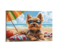 CRKATXU Terrier du Yorkshire Murale Décoration Murale Peinture Sur Toile Impression Sur Toile Affiche Decoration Pour Chambre Et Couloir Premium 20x30inch(50x75cm)