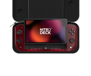 CRKD Nitro Deck Crystal Collection avec étui de transport - Deck portable professionnel avec dérive zéro bâton pour Nintendo Switch et Switch OLED (rouge atomique)