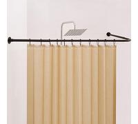 Crkmire Tringle Rideau Douche Angle Barre de 61-94 cm x 61-94 cm, Réglable en Forme de L Incurvée à 90 Degrés Pour Salle de Bain Avec 12 Crochets et Support de