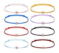 CRLLDPM 8 Pièces Bracelets d’Amitié, Bracelet Couple Réglable avec Forme Etoile, Bracelet Tressé à Main Cadeau, Réglable Bracelets Etoile, pour Couple Famille Meilleurs Amis