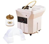 CRMARKM Head Spa Japonais,Head Spa équipement, capacité Stockage d'eau 60 l,Double Chauffage,Bassin shampoing à Circulation d'eau,Accessoires de lit de shampoing(White,Style2)