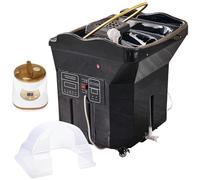 CRMARKM Head Spa Japonais,Head Spa équipement, capacité Stockage d'eau 60 l,Double Chauffage,Bassin shampoing à Circulation d'eau,Accessoires de lit de shampoing(Black,Style2)