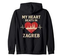 Croatie Capital Lover My Heart Beats In Zagreb Heartbeat Sweat à Capuche