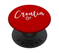 Croatie Coeur Femme Amour Croatie PopSockets PopGrip Adhésif