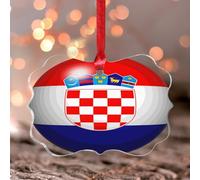 Croatie Ornement Souvenir Cadeau Drapeau Couleurs vives Ornements à Suspendre Souvenir Vacances Fête Décoration d'intérieur Unique Transparent Rond Acrylique Ornement Pendentif pour Voisins Amis