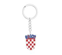 Croatie Pays Badge Pendentif Porte-Clés - Vintage Ethnique Émail Géométrique Porte-Clés Charme Bijoux Patriotiques, Nouveauté Tendance Voiture Clé Sac Accessoires Croate Souvenir Cadeau