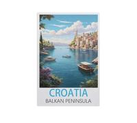Croatie, Péninsule balkanique,1000 Pièces Puzzle pour Adultes Enfants Adolescents, Intelligence Soulagement du Stress Divertissement Papier Jouets Bricolage Anniversaire(50x70cm)-GJ71