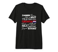 Croatie rétro Ville et Drapeau Souvenir Vacances Vintage T-Shirt Haut de Gamme