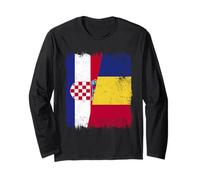 Croatie Roumanie Demi Drapeau Croate Roumain Patrimoine Manche Longue