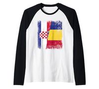 Croatie Roumanie Demi Drapeau Croate Roumain Patrimoine Manche Raglan