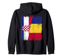 Croatie Roumanie Demi Drapeau Croate Roumain Patrimoine Sweat à Capuche