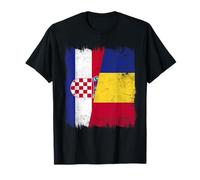 Croatie Roumanie Demi Drapeau Croate Roumain Patrimoine T-Shirt