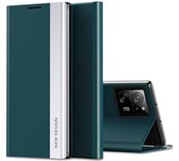 Croazhi Flip Coque pour Xiaomi 13T Pro Etui à Rabat Luxueux Placage Effet View Flip Folio PC+PU Housse pour Xiaomi 13T 360° Protecteur Antichoc Anti-Rayure Coque pour Xiaomi 13T Pro 5G (Vert)