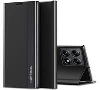 Croazhi Flip Coque pour Xiaomi 14T Etui à Rabat Luxueux Placage Effet View Flip Folio PC+PU Housse 360° Protecteur Antichoc Anti-Rayure Coque pour Xiaomi 14T 5G (Noir)