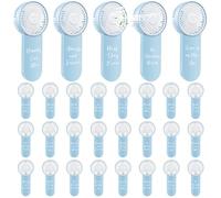 CroBlissful Lot de 24 mini éventails de mariage en vrac pour invités - Bleu - Fonctionne avec piles - Love is in the Air - Souvenirs de mariage - Cadeaux pour invités - Fête prénuptiale d'été en plein