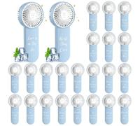 CroBlissful Lot de 36 mini éventails de mariage en vrac pour invités - Bleu - Fonctionnement à piles - Love is in the Air - Souvenirs de mariage - Cadeaux pour invités - Fête prénuptiale d'été en