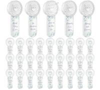 CroBlissful Lot de 36 mini éventails de mariage portables à piles pour invités - Bleu floral - Love is in the Air - Souvenirs - Cadeaux pour invités - Cérémonie d'été en plein air - Fête prénatale