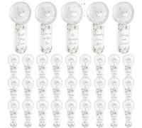 CroBlissful Lot de 36 mini éventails de mariage pour invités - Fonctionnement à piles - Rose - Motif floral - Pour l'été et l'extérieur - Souvenirs