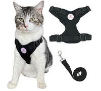 Croc-Cat® Harnais Chat Anti évasion avec Laisse Chat 150 cm, utilisable également comme Harnais Lapin, Harnais Petit Chien, Accessoire Chat Indispensable, Harnais Chat Noir Taille XS