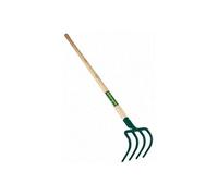 Leborgne Croc de jardin 4 dents triangulaires – Manche bois percé 130 cm PEFC – Têtes acier forgé