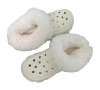 Croc Inserts de doublure de chaussures - Polaire épaisse amovible | Couvre-pieds d'hiver chauds pour Crocs et sabots de jardin, blanc, 10 Narrow Women/8 Narrow Men