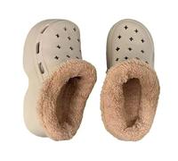 Croc Inserts de doublure de chaussures - Polaire épaisse amovible | Couvre-pieds d'hiver chauds pour Crocs et sabots de jardin, marron, 6 Narrow Women/8 Narrow Men